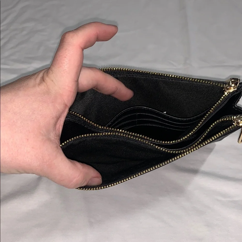 Coach Black Leather‎ Wristlet with Gold Details - 5100